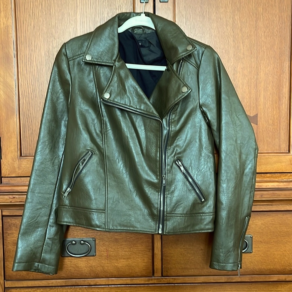 Forever 21 Faux Leather Jacket w/removable hoodie